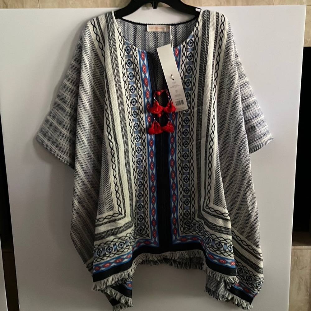 NWT Fun Tory Burch poncho style top.